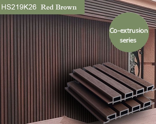 wpc slatted cladding HS219K26 Red Brown color - HOSUNG WPC Composite