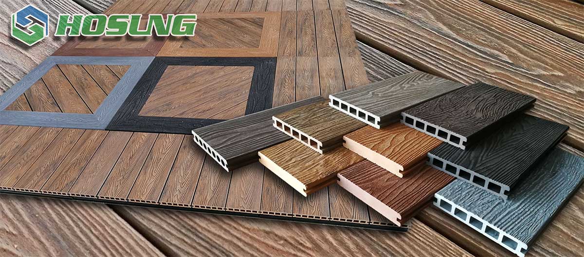 2 composite wpc decking boards deep embossed, 3d embossed wpc decking, 3d wpc wall panel - HOSUNG WPC Composite