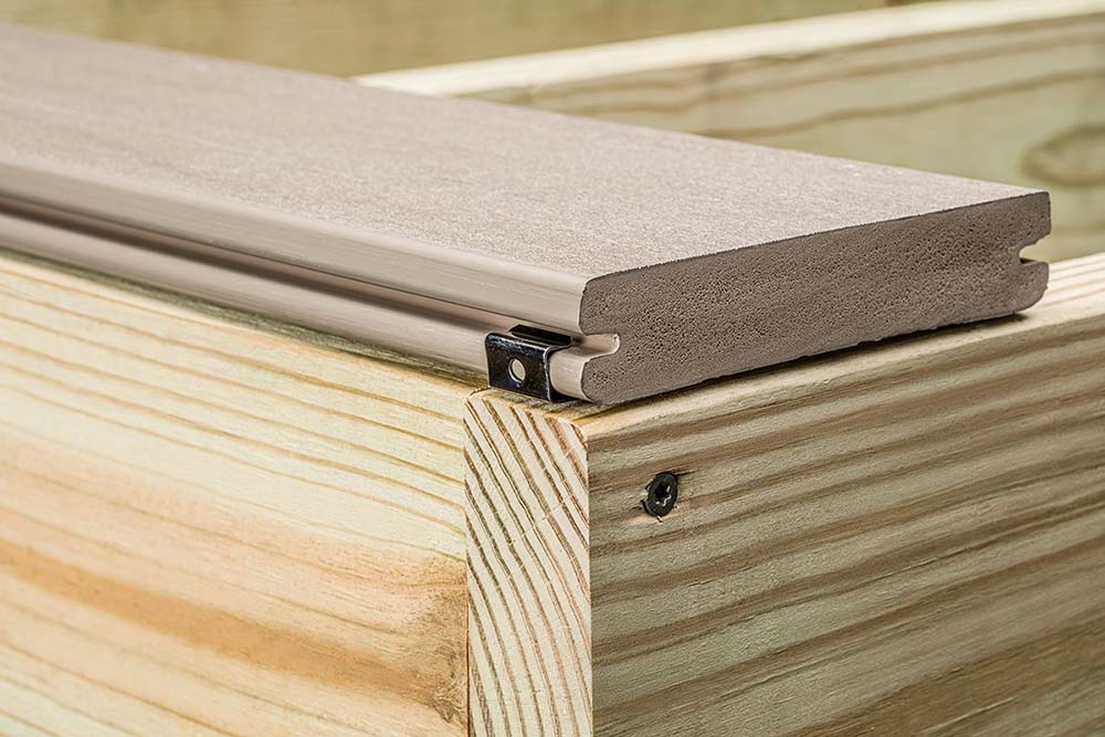 WPC decking installation - first board