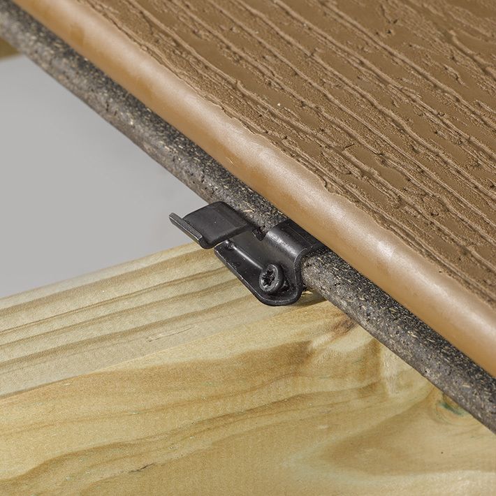 Tiger Claw TC G installed - hidden fasteners for composite decking - HOSUNG WPC Composite What Is the Best Composite Decking Hidden Fastener - Tiger Claw TC-G Hidden Fastening Clip