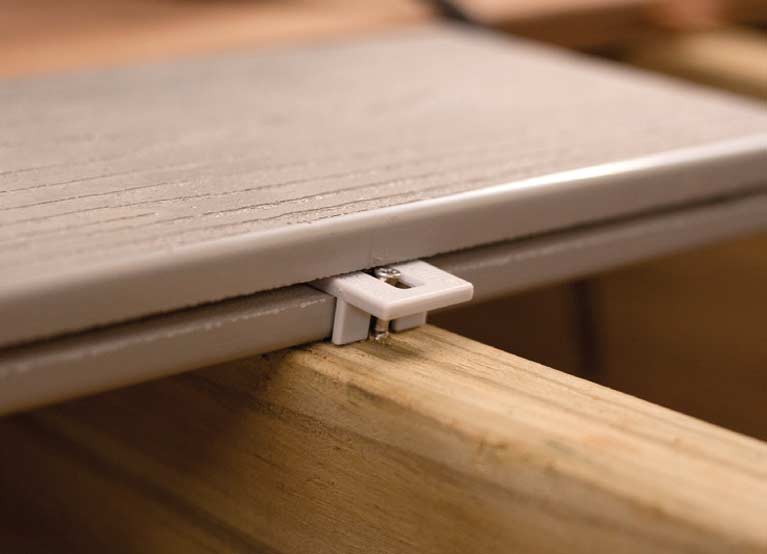 step 6b install composite clip - hidden fasteners for composite decking - HOSUNG WPC Composite What Is the Best Composite Decking Hidden Fastener - Deckwise Ipe Clip Hidden Deck Fastener