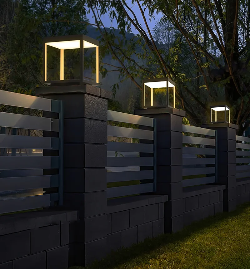 6 Outdoor Fence Lighting Ideas - Fence Post Cap Lights