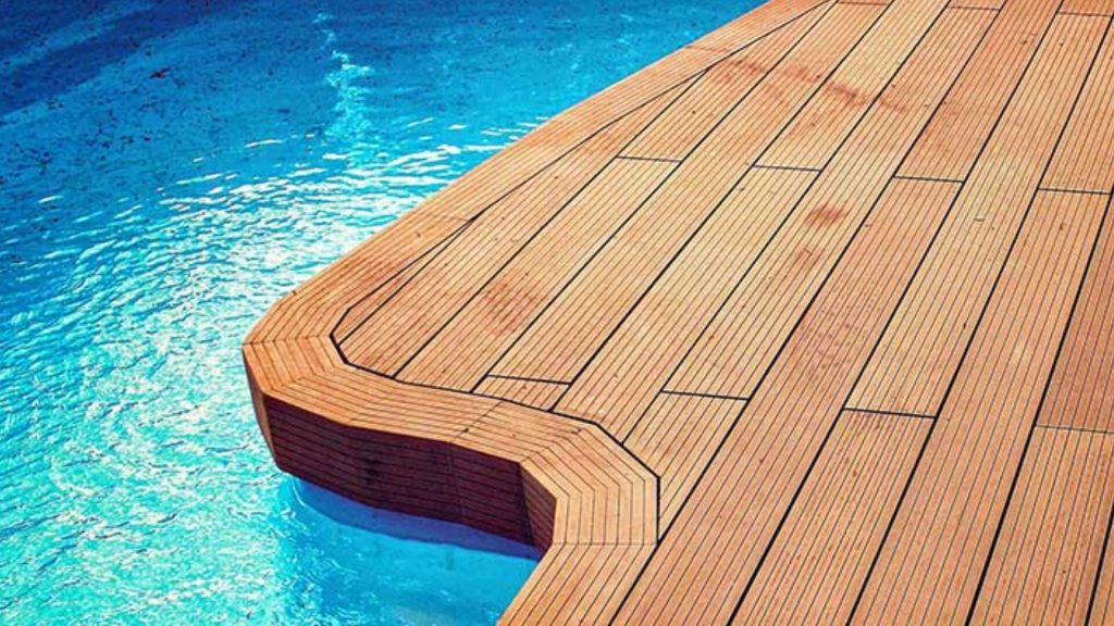 composite decking around inground pool 1 - Best Composite Decking for Pool Area - HOSUNG WPC Composite composite decking for swimming pools
